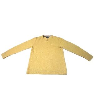 Barbour Wool Silk Blend Sweater Men’s XL Mustard Yellow Crewneck Knit Pullover